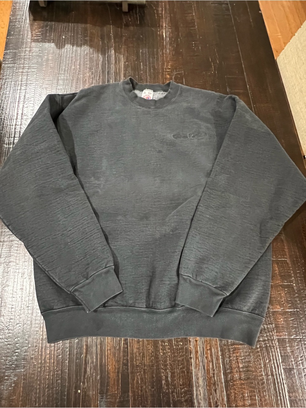 Vtg Fruit of the Loom Sweatshirt XL Super cotton Black USA Made Distressed 90s